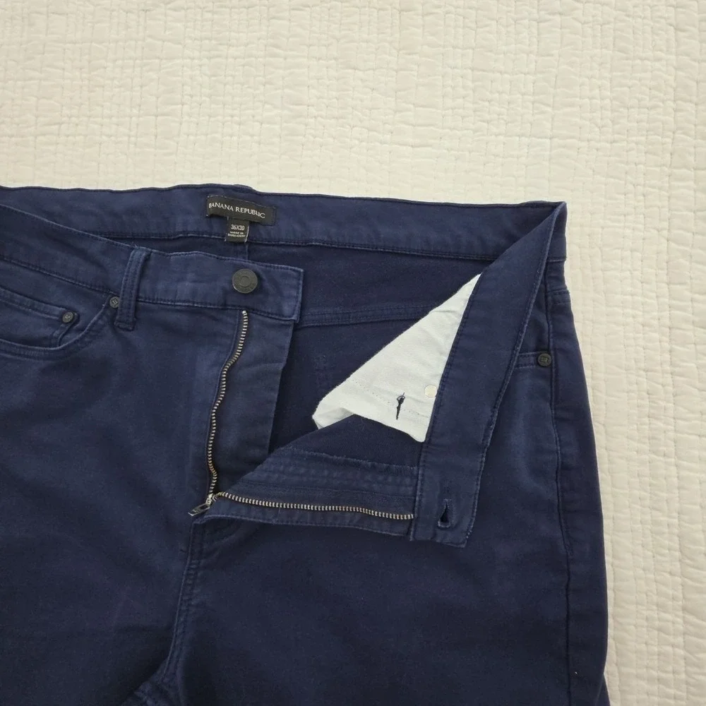 Banana Republic Core Pants Men's 36x30 Navy Blue 5 Pocket Design Stretch Comfort - Picture 3 of 15